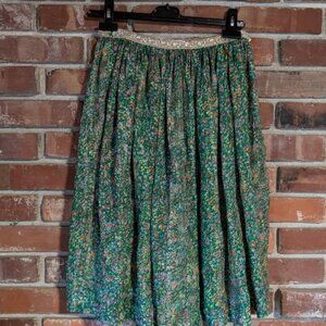 Anthropologie Lauren Moffatt Boho Midi Green Spring Summer Floral Skirt Size 4